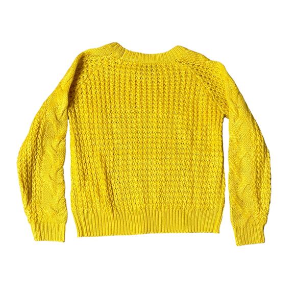 Heartloom yellow cable knit open-stitch sweater, size S - Picture 7 of 10